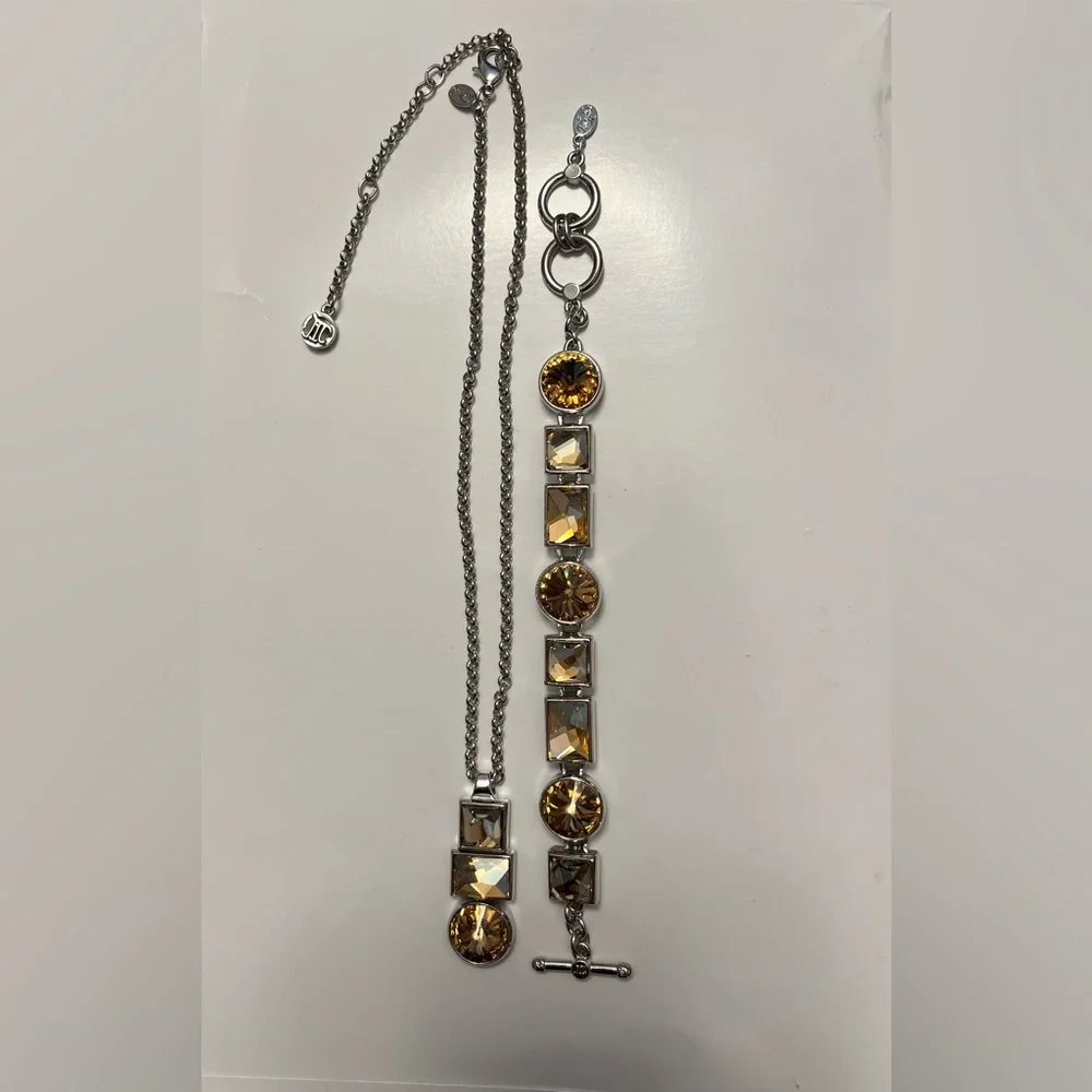 MYKA- RABAT SWAROVSKI Golden Yellow CRYSTAL NECKLACE & Bracelet - Picture 2 of 9